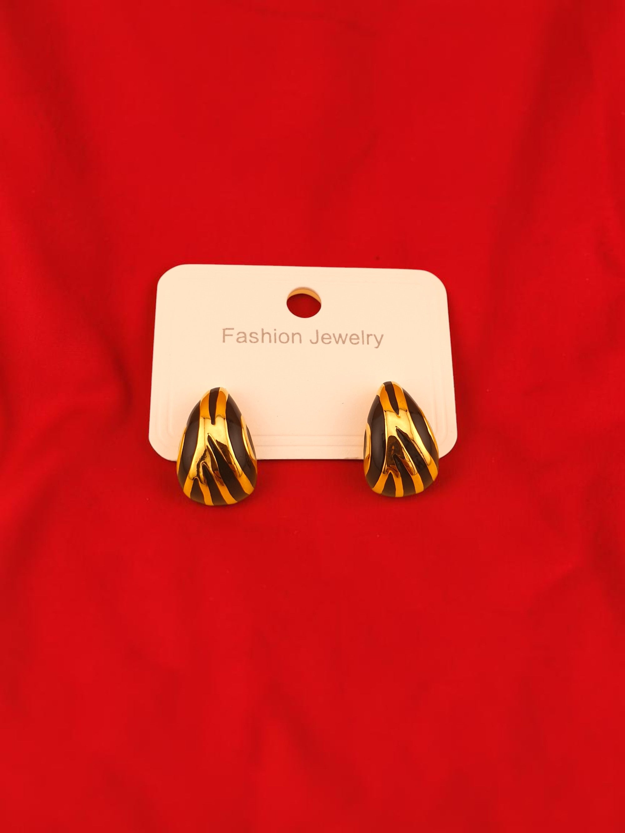 Eora Black & Gold Tiger Stripe Hoop Earrings