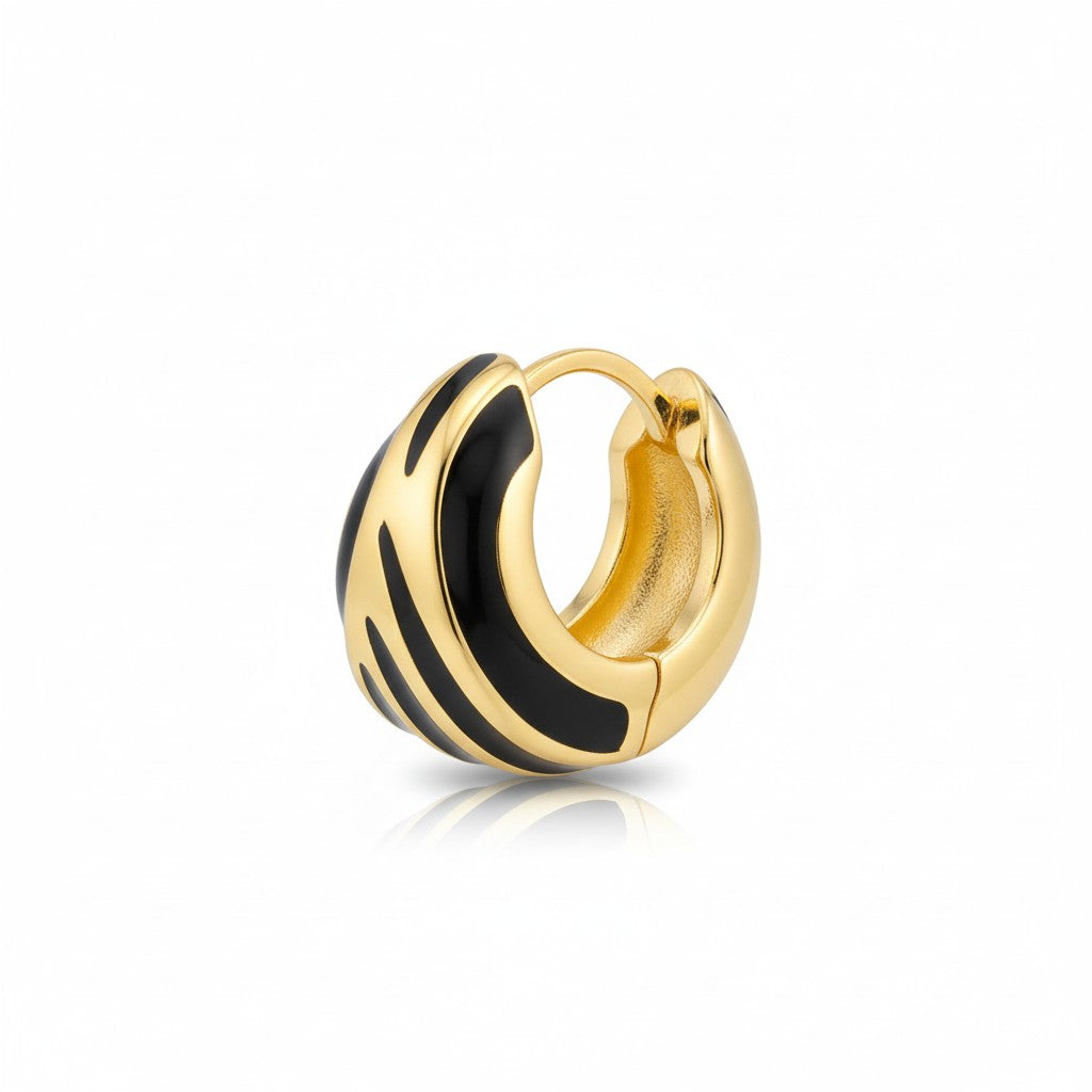 Eora Black & Gold Tiger Stripe Hoop Earrings
