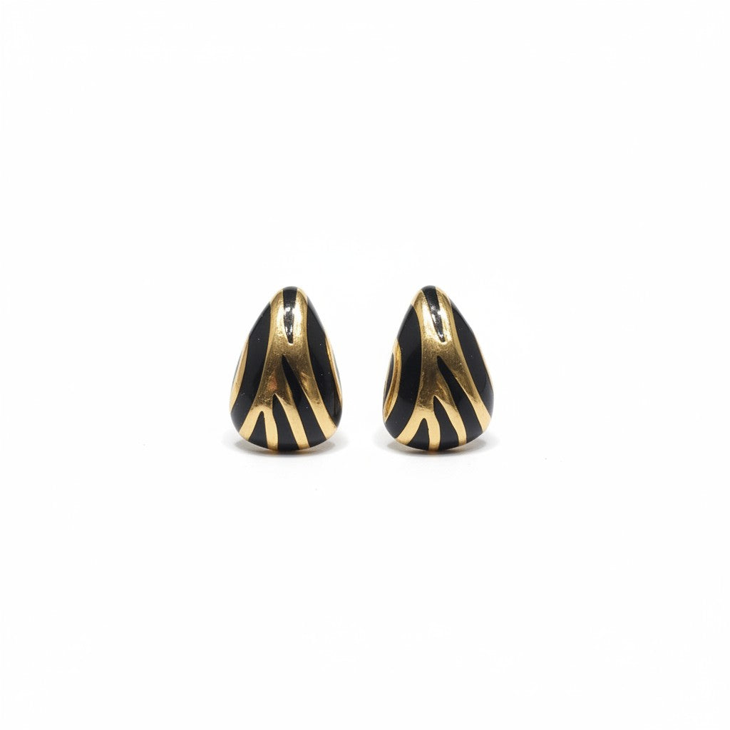 Eora Black & Gold Tiger Stripe Hoop Earrings