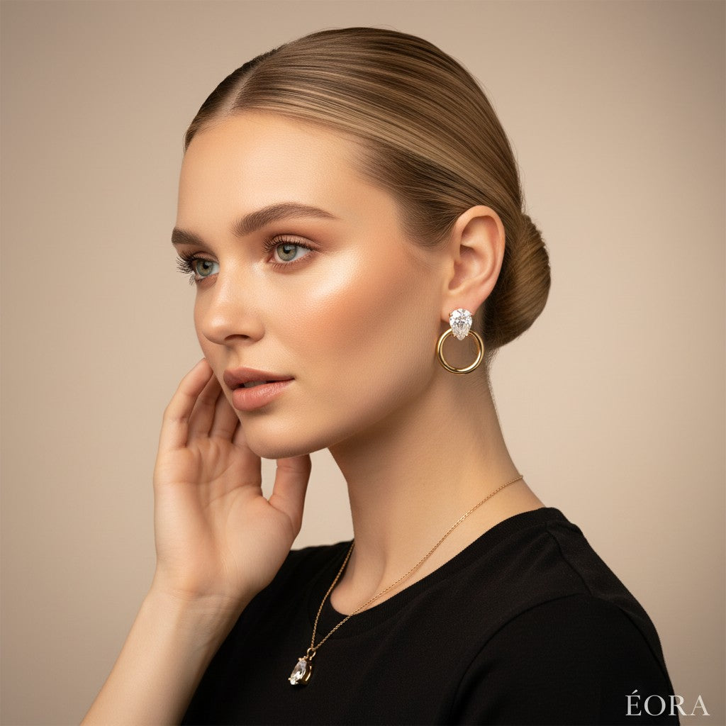 ÉORA Crystal Hoop Gold Earrings