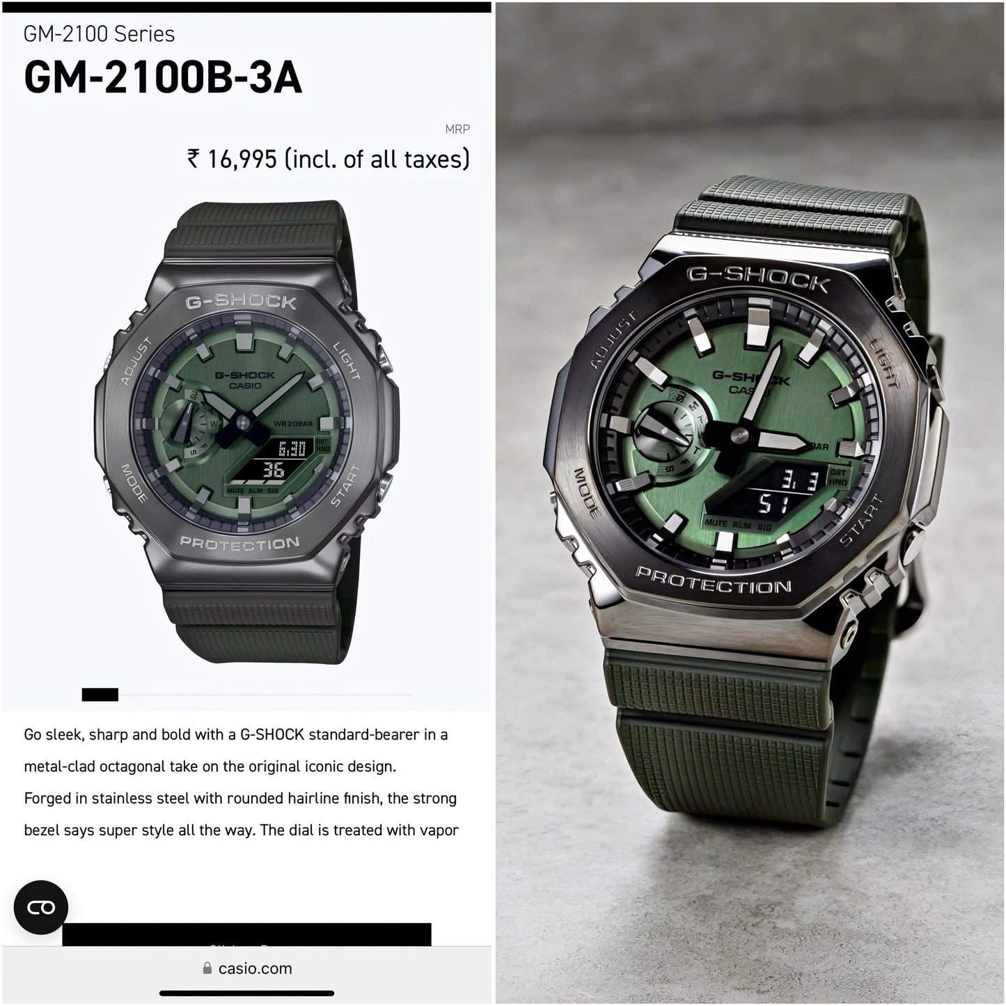 G-SHOCK GM 2100 GREEN METAL BODY