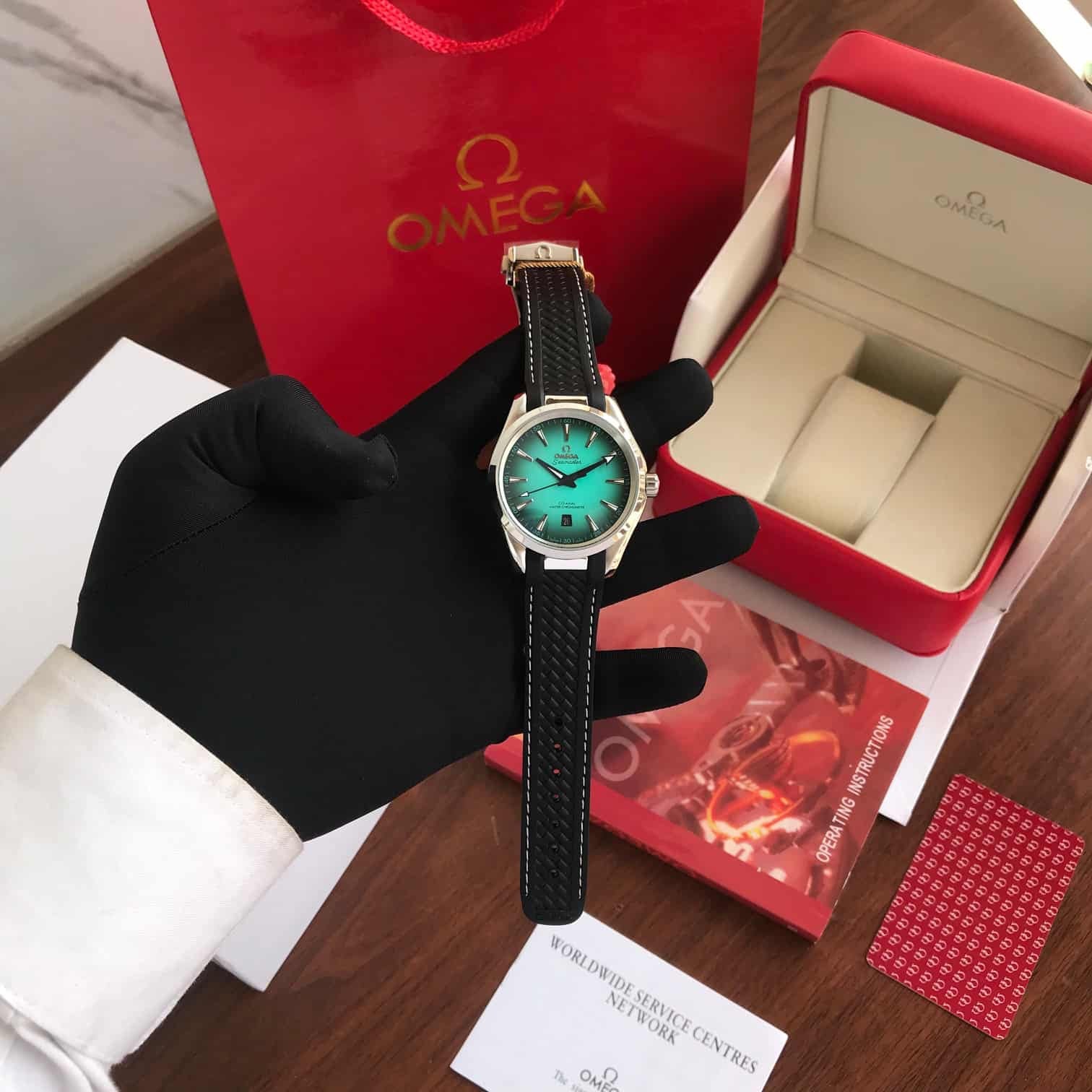 Omega Seamaster Aqua Terra Turquoise Dial Black Rubber Strap Automatic