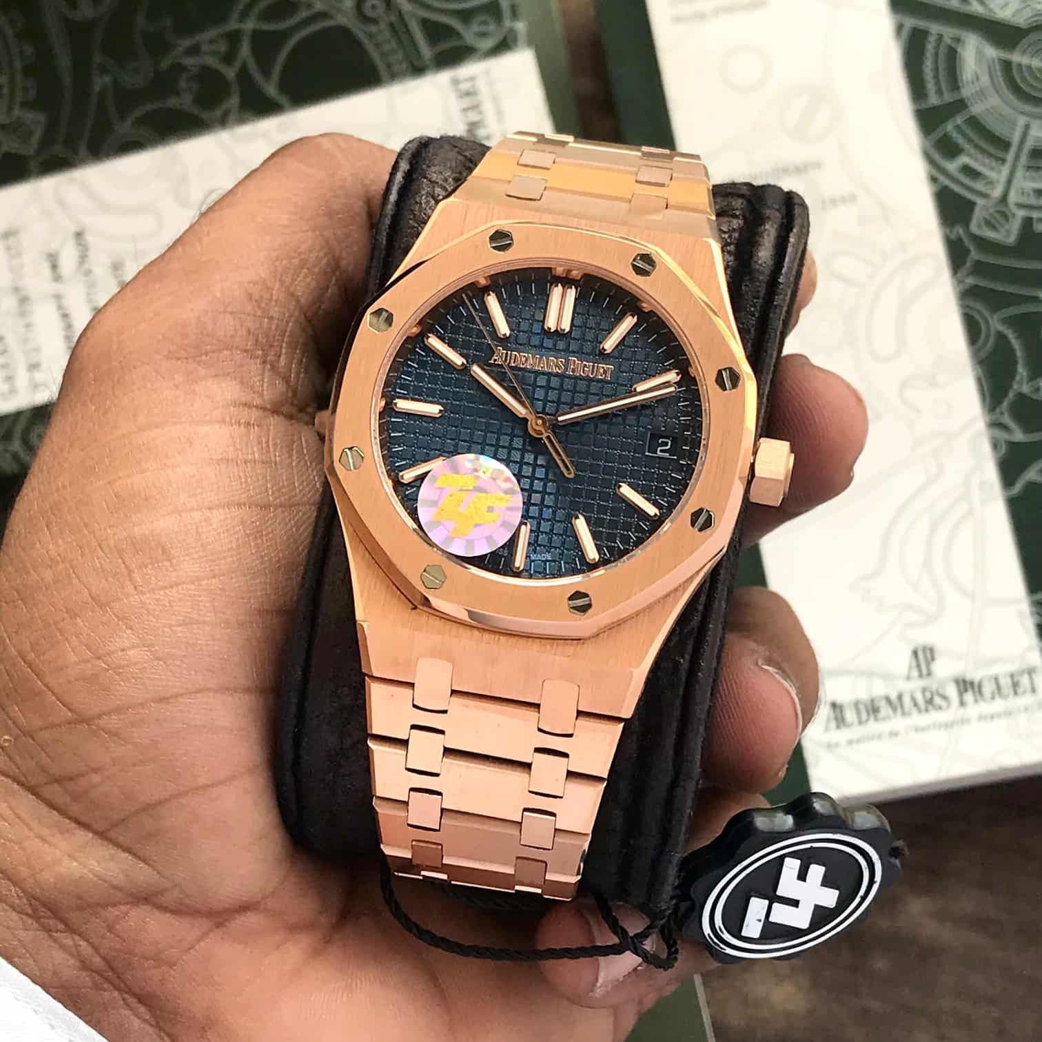 Audemars Piguet Royal Oak Offshore Rosegold Black Blue Metal Chain Aut
