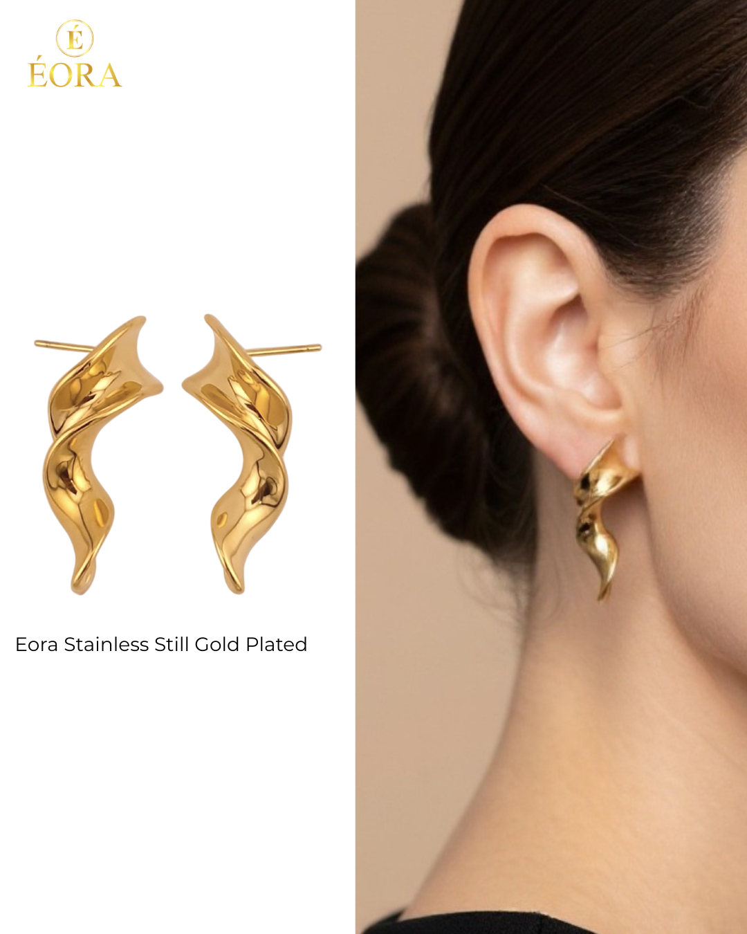 ÉORA Twisted Wave Gold Hoops ✨