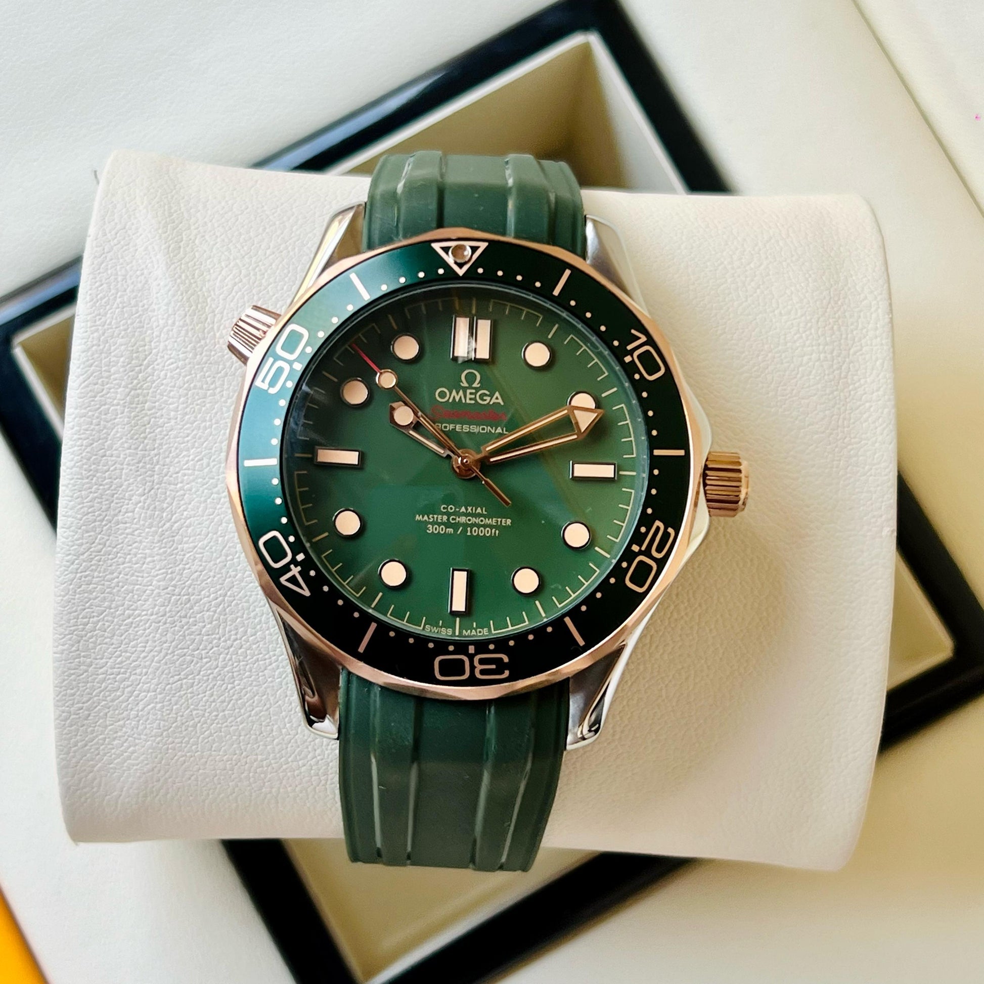 Omega Seamster Golden and Green Luxury look Japanese Automatic Mens Wa