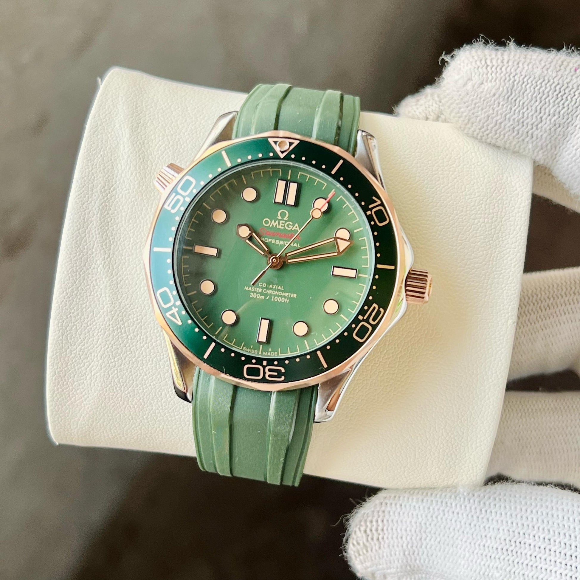 Omega Seamster Golden and Green Luxury look Japanese Automatic Mens Wa