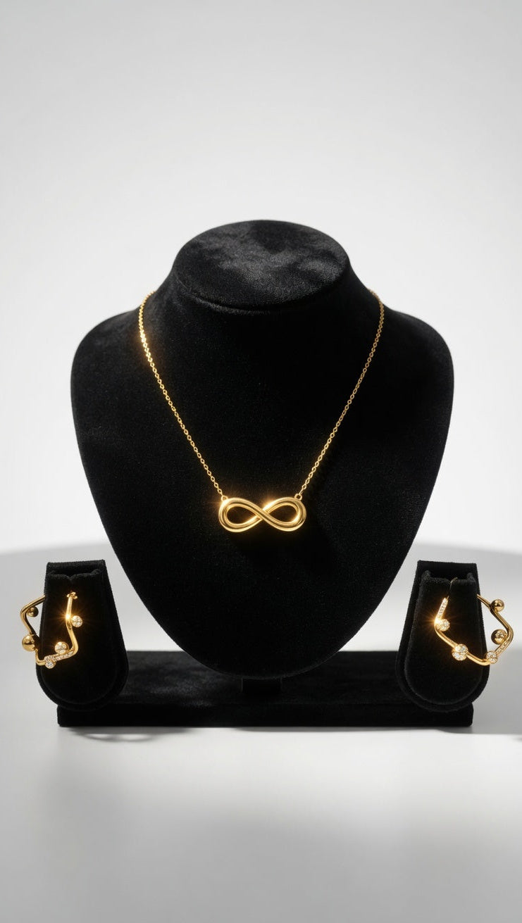 "Infinity Glow Gold Pendant Set – 22K Finish"