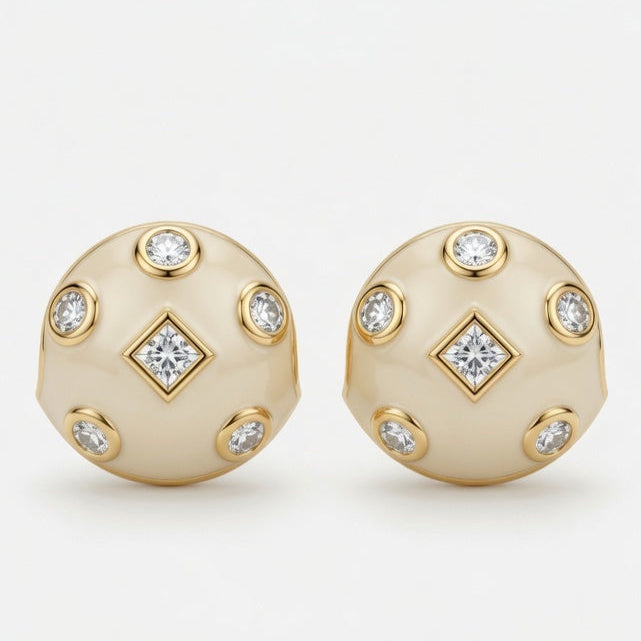 Ivory Glow Diamond Ball Studs