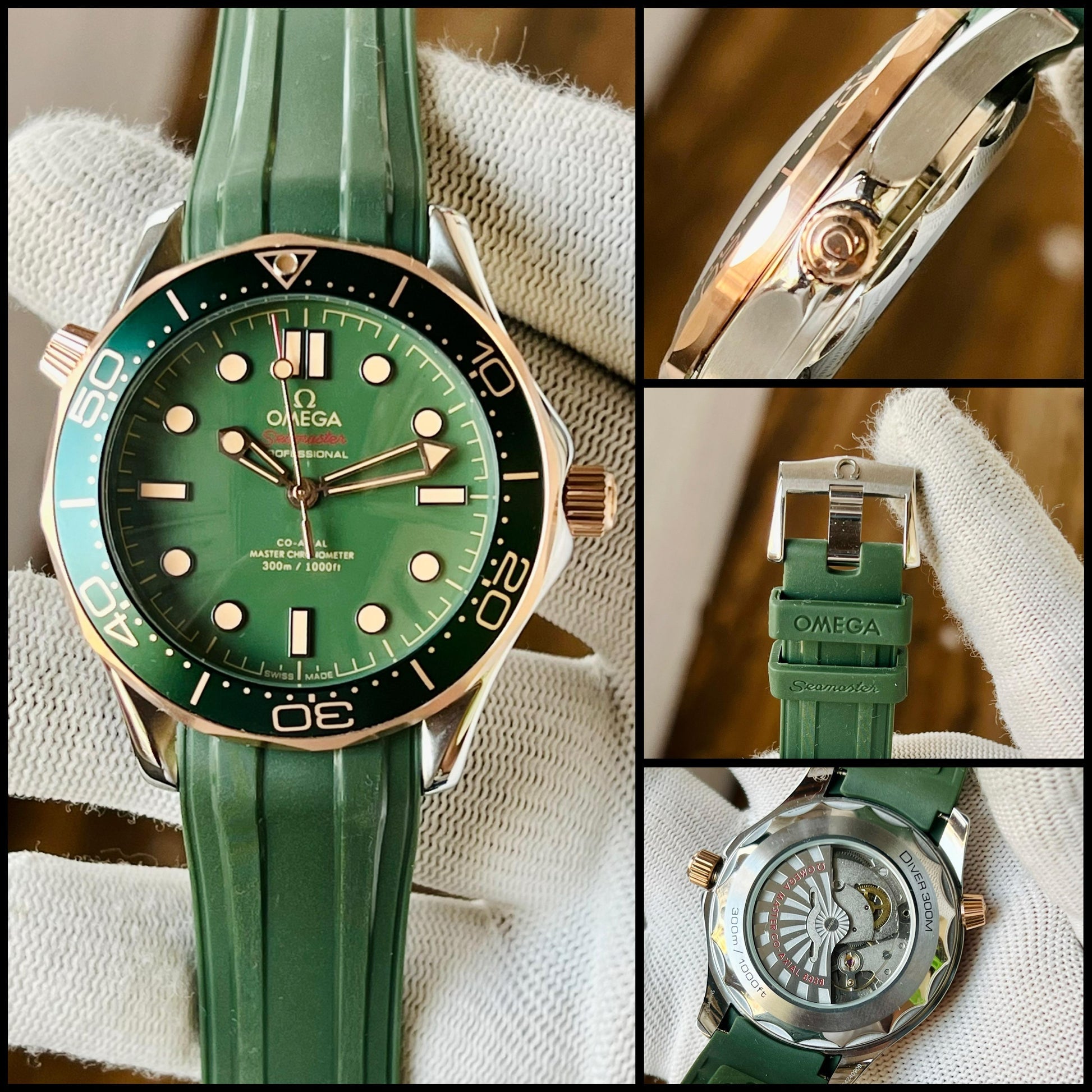 Omega Seamster Golden and Green Luxury look Japanese Automatic Mens Wa
