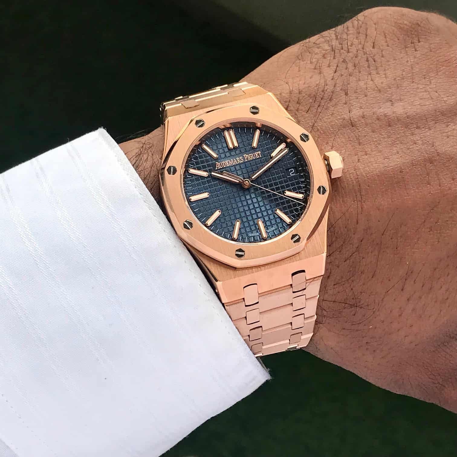 Audemars Piguet Royal Oak Offshore Rosegold Black Blue Metal Chain Swi