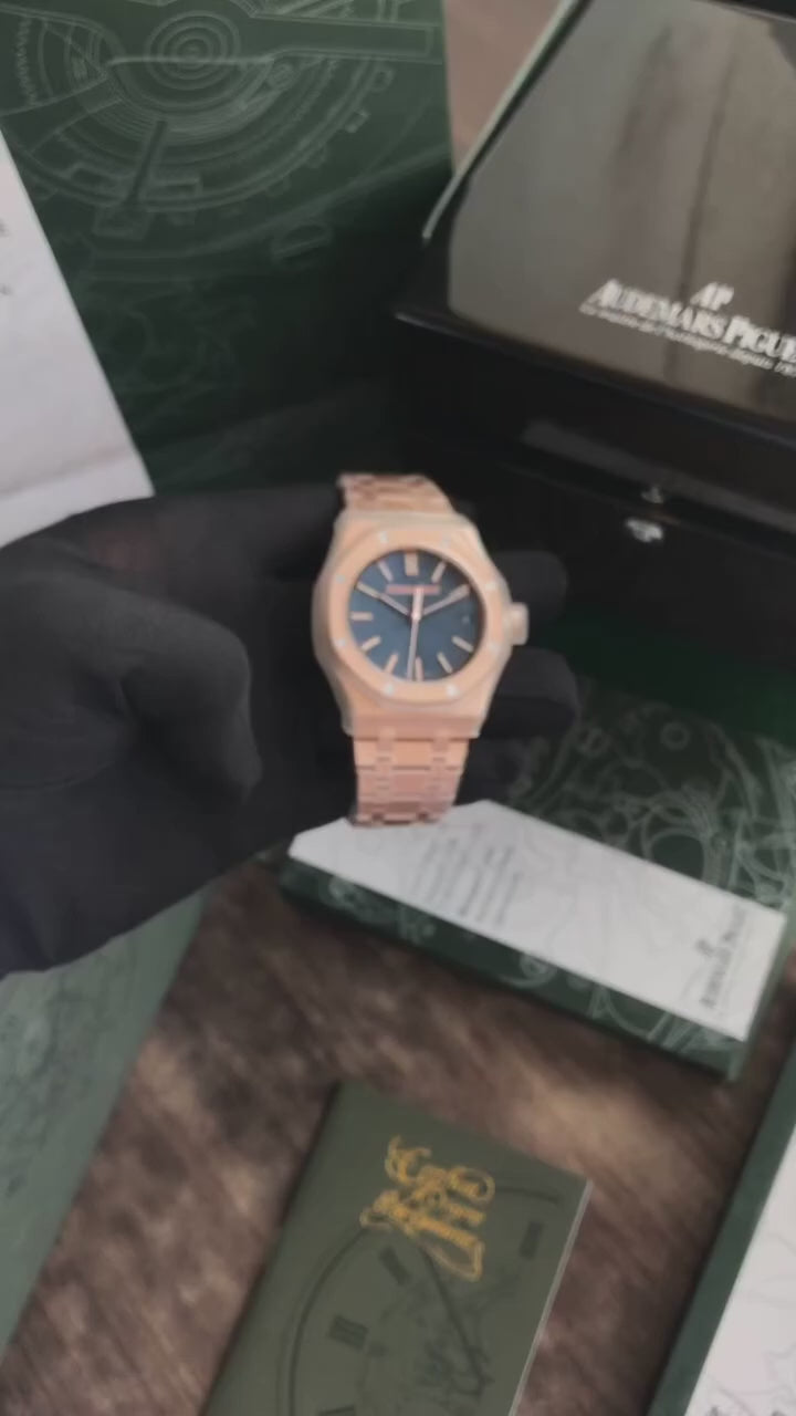 Audemars Piguet Royal Oak Offshore Rosegold Black Blue Metal Chain Swi