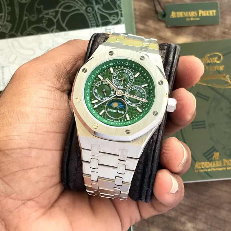 Audemars Piguet Perpetual Calendar Open Worked Silver Green Dial Autom