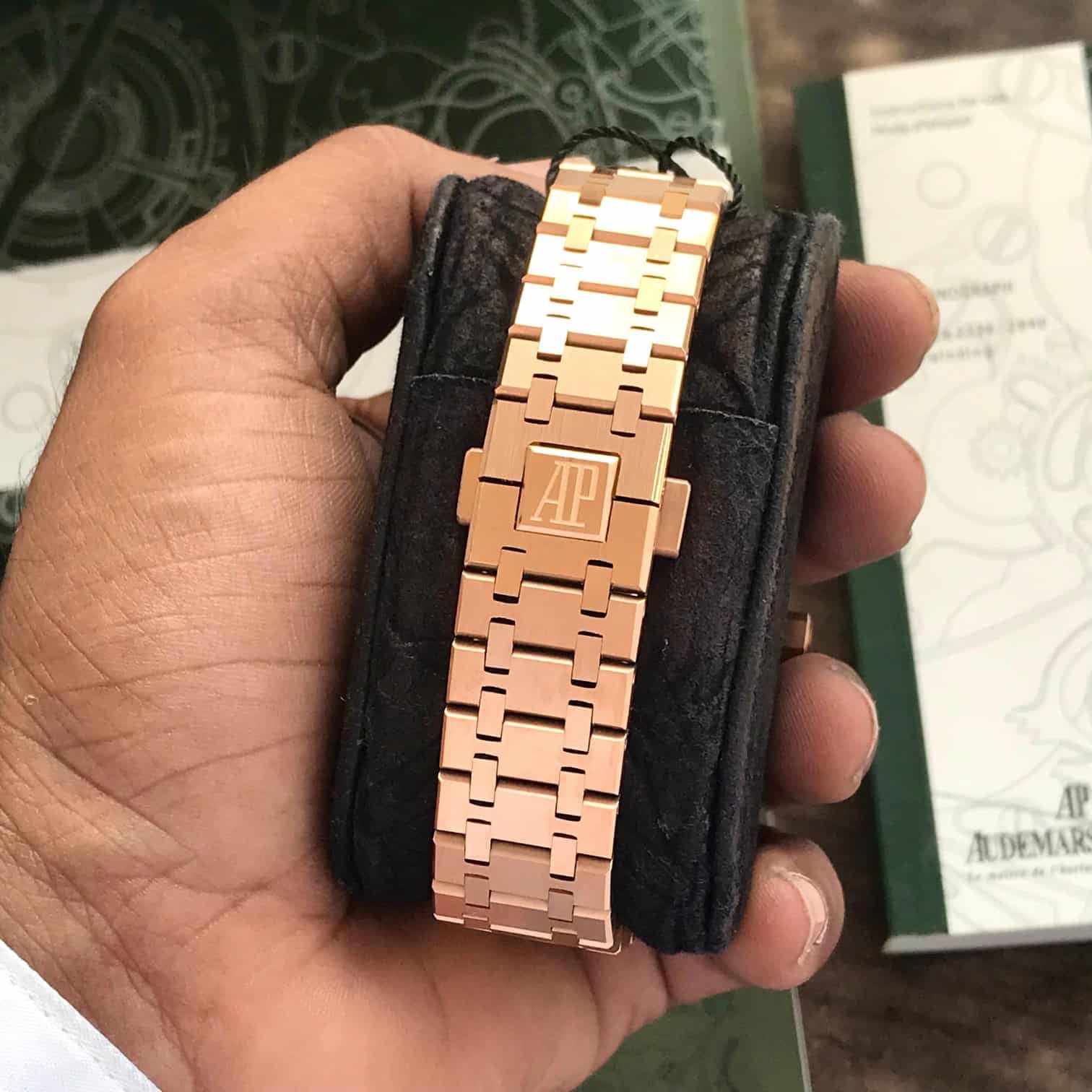 Audemars Piguet Royal Oak Offshore Rosegold Black Blue Metal Chain Aut