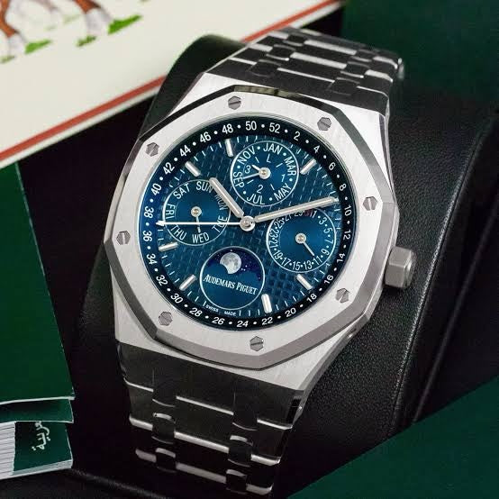 Audemars Piguet Perpetual Calendar Open Worked Silver Blue Dial Automa