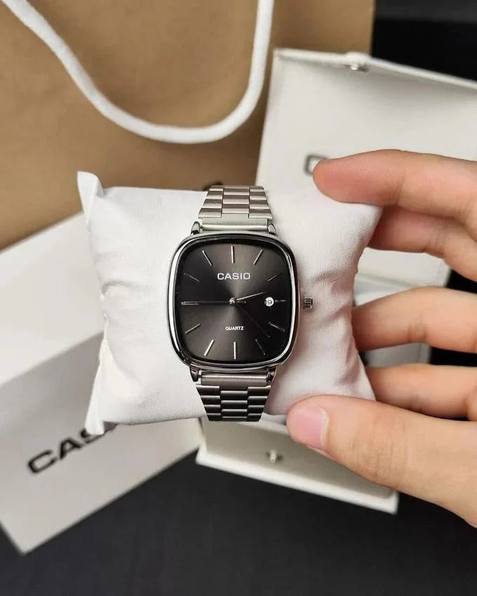 CASIO ANALOG SILVER With Black Dial