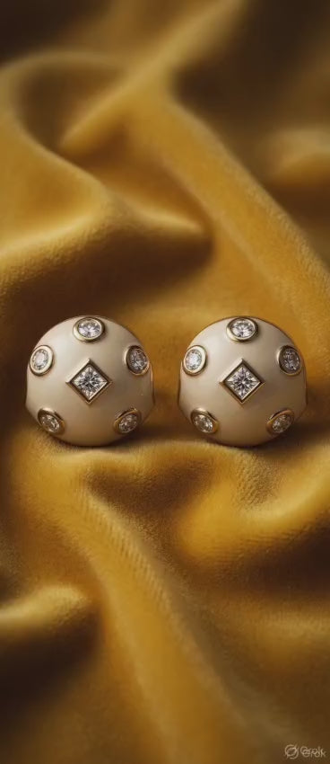 Ivory Glow Diamond Ball Studs