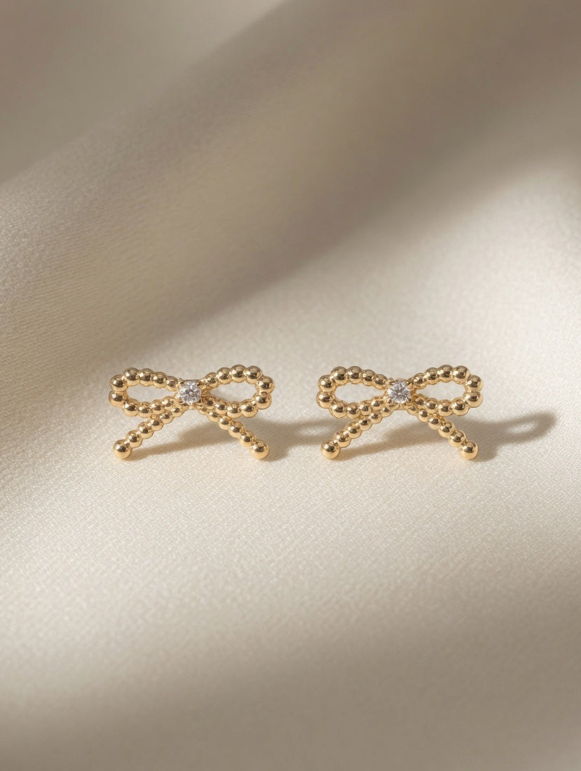 Eora Mini Gold Bow Stud Earrings